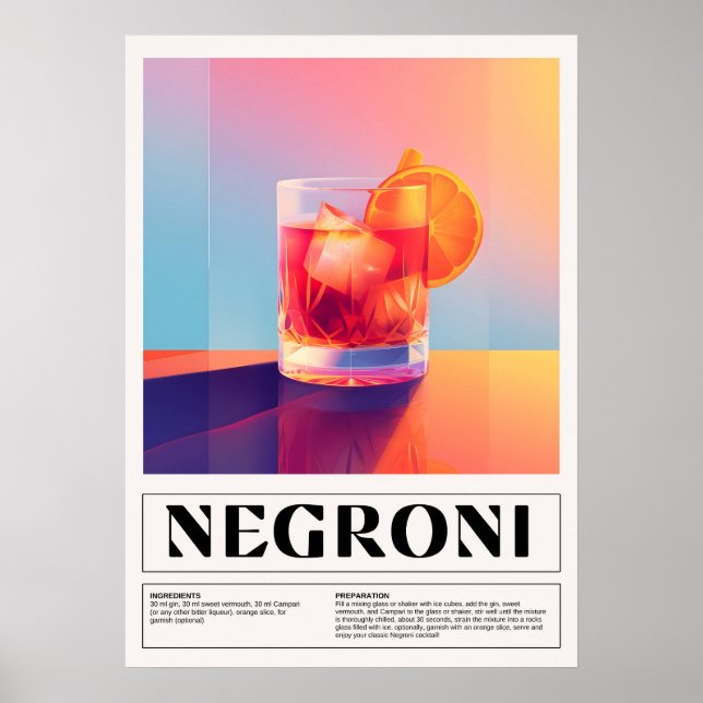Vintage Cocktails: Negroni Poster (Front)