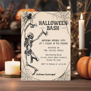 Vintage Cocktails Skeleton Adult Halloween Party  Invitation