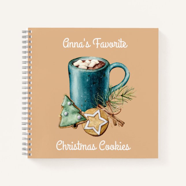 Vintage Cocoa and Cookies Christmas Recipe Notebook (Front)