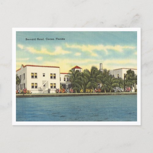Vintage Cocoa Florida Brevard Hotel 1940s Postcard
