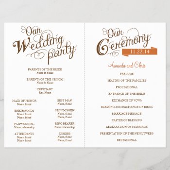 Vintage Cocoa Love Story Wedding Program by goskell at Zazzle