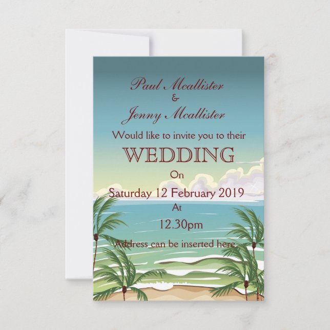 Vintage coconut drink Wedding invite (Front)