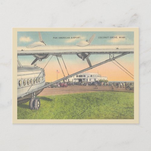 Vintage Coconut Grove Miami Florida Airport 40s Postcard