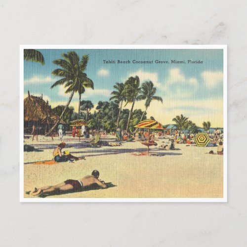 Vintage Coconut Grove Tahiti Beach Miami Florida Postcard