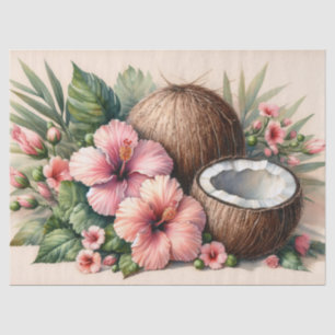 Vintage Coconut Hibiscus Flower Decoupage Tissue Paper