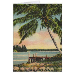 Vintage Coconut Palm Tree Tropical Breeze Sunset