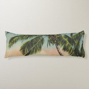 Vintage Coconut Palm Tree Tropical Breeze Sunset Body Pillow