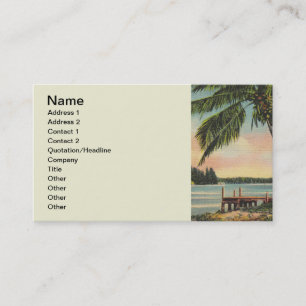 Vintage Coconut Palm Tree Tropical Breeze Sunset Business Card