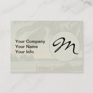 Vintage Coconut Palm Tree Tropical Breeze Sunset Business Card