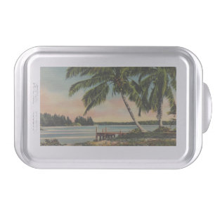 Vintage Coconut Palm Tree Tropical Breeze Sunset Cake Pan