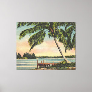 Vintage Coconut Palm Tree Tropical Breeze Sunset Canvas Print