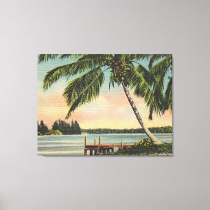Vintage Coconut Palm Tree Tropical Breeze Sunset Canvas Print