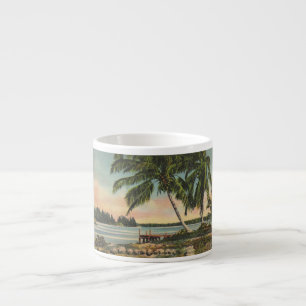 Vintage Coconut Palm Tree Tropical Breeze Sunset Espresso Cup