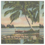 Vintage Coconut Palm Tree Tropical Breeze Sunset Fabric