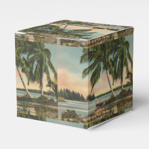 Vintage Coconut Palm Tree Tropical Breeze Sunset Favor Boxes