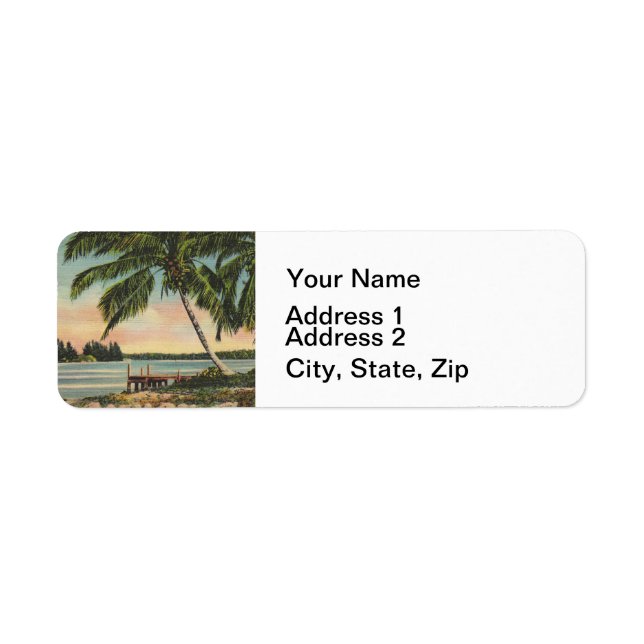Vintage Coconut Palm Tree Tropical Breeze Sunset Label (Front)