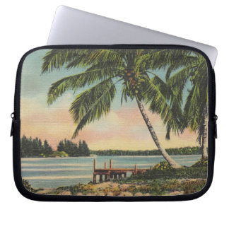 Vintage Coconut Palm Tree Tropical Breeze Sunset Laptop Sleeve