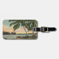 Vintage Coconut Palm Tree Tropical Breeze Sunset