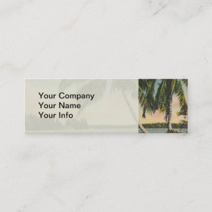 Vintage Coconut Palm Tree Tropical Breeze Sunset Mini Business Card