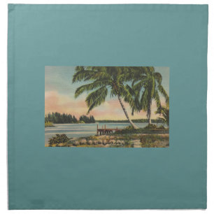 Vintage Coconut Palm Tree Tropical Breeze Sunset Napkin
