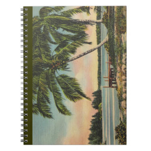 Vintage Coconut Palm Tree Tropical Breeze Sunset Notebook