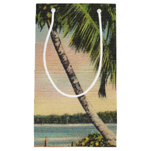 Vintage Coconut Palm Tree Tropical Breeze Sunset Small Gift Bag
