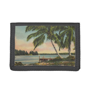Vintage Coconut Palm Tree Tropical Breeze Sunset Tri-fold Wallet
