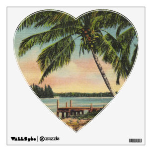 Vintage Coconut Palm Tree Tropical Breeze Sunset Wall Sticker