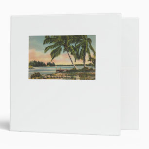 Vintage Coconut Palms Tropical Breeze Sunset 3 Ring Binder