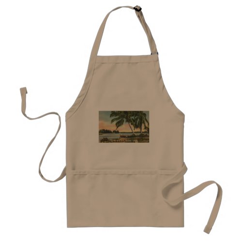 Vintage Coconut Palms Tropical Breeze Sunset Adult Apron