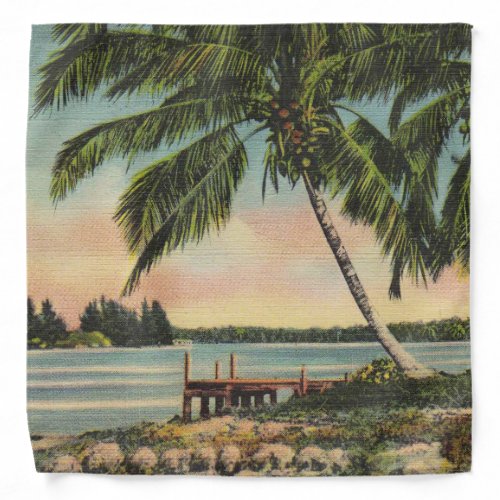 Vintage Coconut Palms Tropical Breeze Sunset Bandana