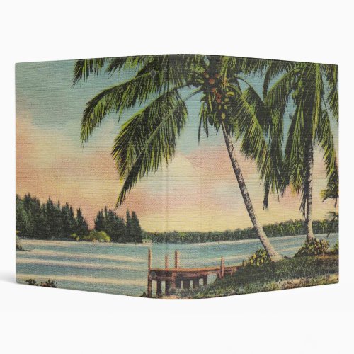 Vintage Coconut Palms Tropical Breeze Sunset Binder