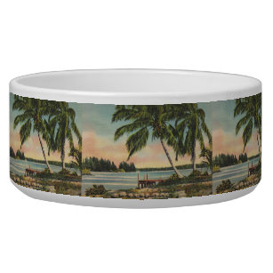 Vintage Coconut Palms Tropical Breeze Sunset Bowl