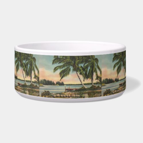 Vintage Coconut Palms Tropical Breeze Sunset Bowl