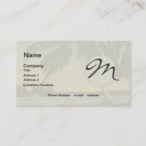 Vintage Coconut Palms Tropical Breeze Sunset Business Card