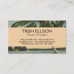 Vintage Coconut Palms Tropical Breeze Sunset Business Card