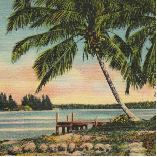 Vintage Coconut Palms Tropical Breeze Sunset Cutout