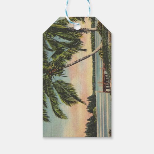 Vintage Coconut Palms Tropical Breeze Sunset Gift Tags