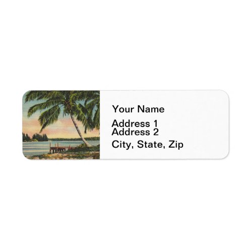 Vintage Coconut Palms Tropical Breeze Sunset Label