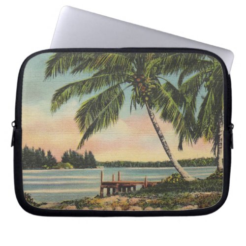 Vintage Coconut Palms Tropical Breeze Sunset Laptop Sleeve