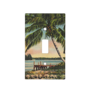 Vintage Coconut Palms Tropical Breeze Sunset Light Switch Cover