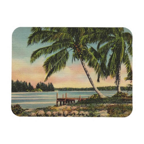 Vintage Coconut Palms Tropical Breeze Sunset Magnet