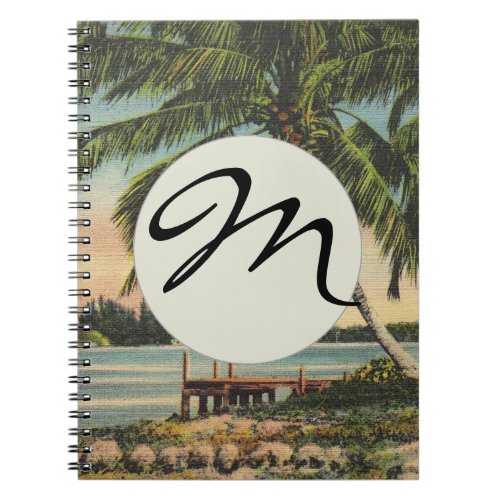 Vintage Coconut Palms Tropical Breeze Sunset Notebook