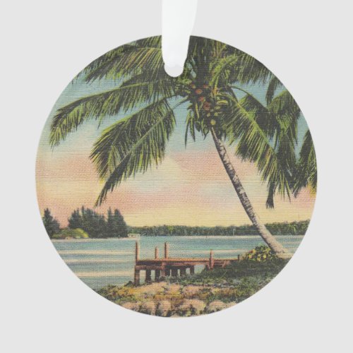Vintage Coconut Palms Tropical Breeze Sunset Ornament