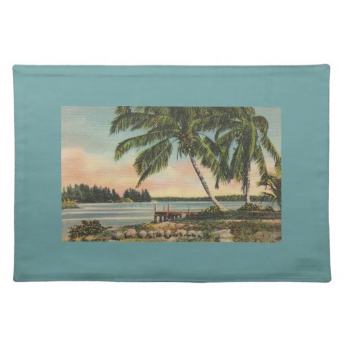 Vintage Coconut Palms Tropical Breeze Sunset Placemat