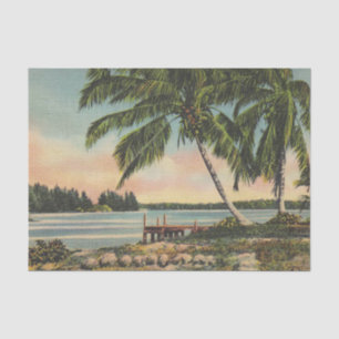 Vintage Coconut Palms Tropical Breeze Sunset Tissue Paper