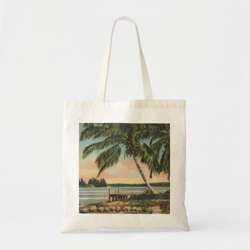 Vintage Coconut Palms Tropical Breeze Sunset Tote Bag
