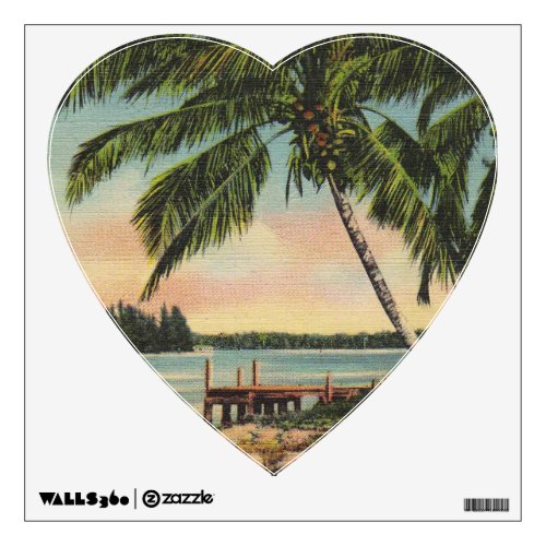 Vintage Coconut Palms Tropical Breeze Sunset Wall Sticker