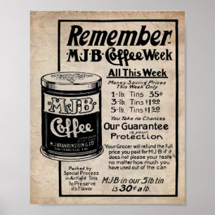 Vintage Coffee Ad MJB Coffee Sale Print