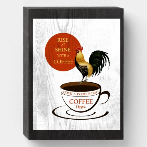 Vintage Coffee Ad with Beautiful Rooster Wooden Box Sign